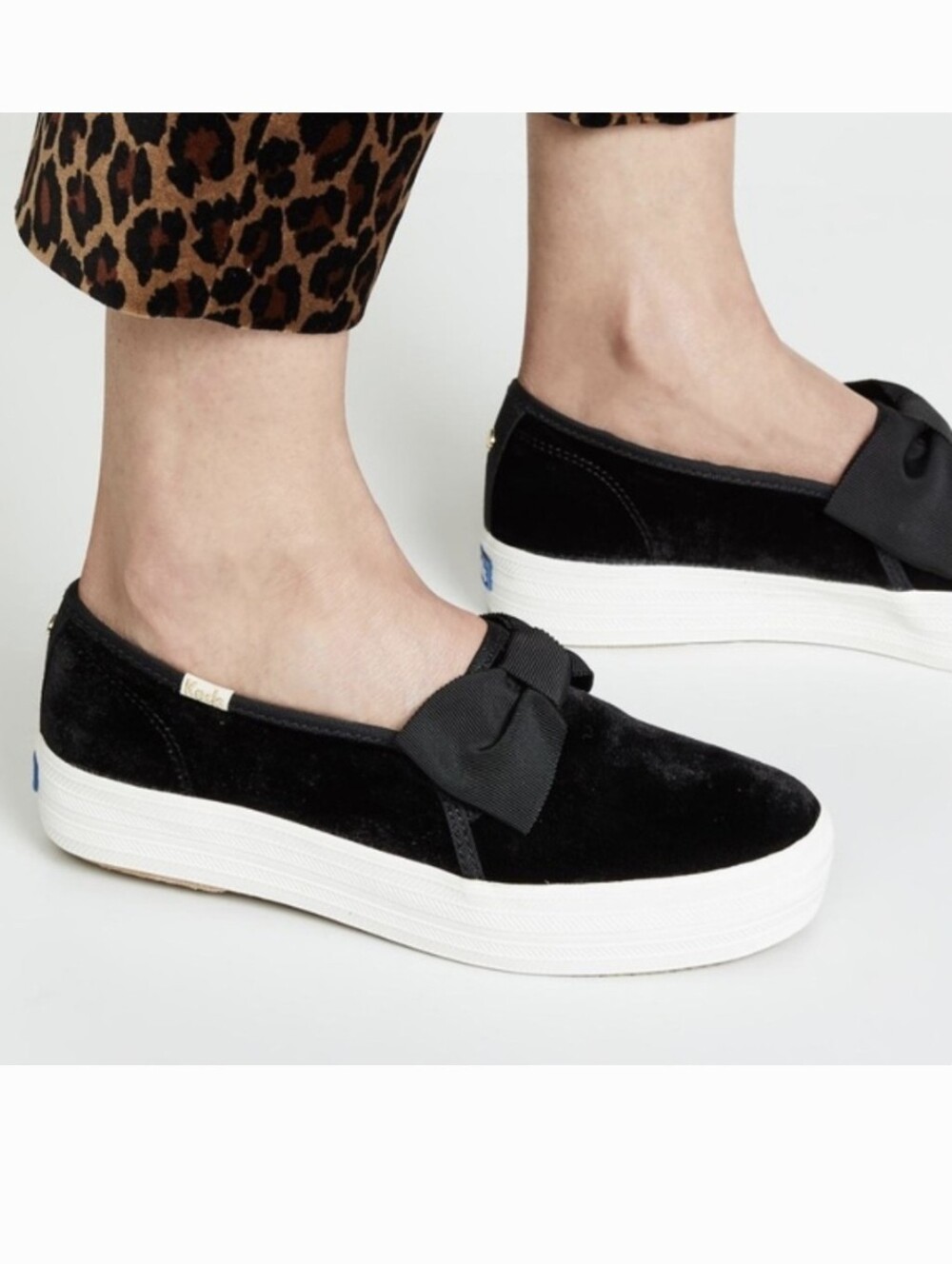 Kate Spade X Keds Platform Velvet Shoe With Bow Size 6